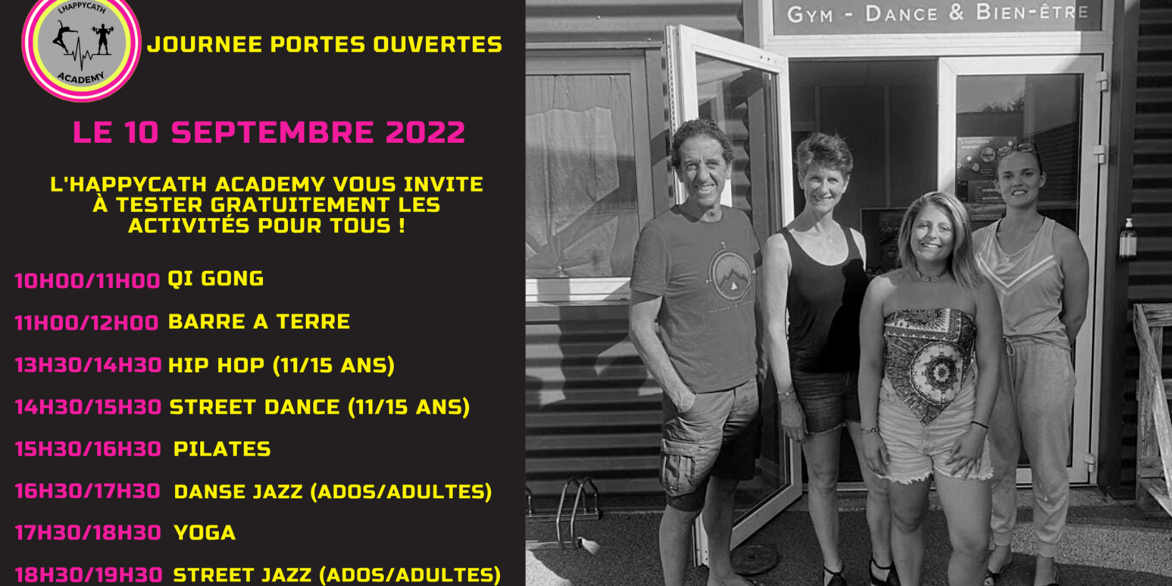 Affiche journée portes ouvertes à l'happycath academy le 10 septembre 2022