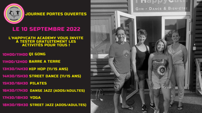 Affiche journée portes ouvertes à l'happycath academy le 10 septembre 2022